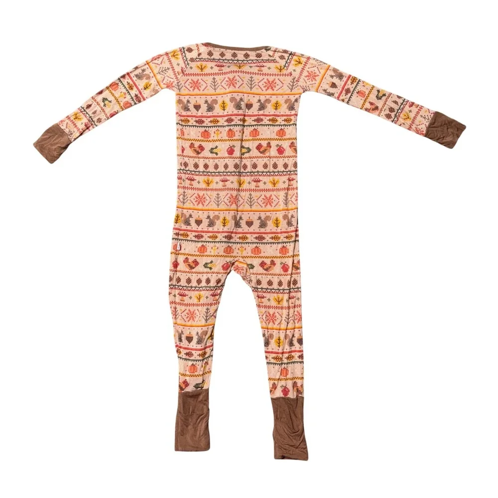Little Sleepies‎ Zippy 18-24 Months Brown Fall Fair Isle Bamboo Good Condition
